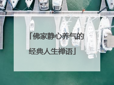 佛家静心养气的经典人生禅语
