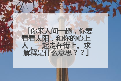 你来人间一趟，你要看看太阳，和你的心上人，一起走在街上。求解释是什么意思？？