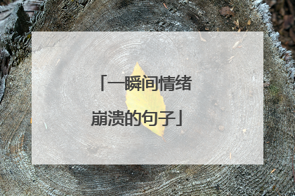 一瞬间情绪崩溃的句子