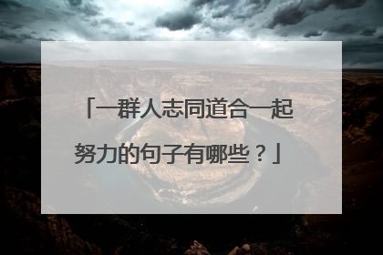 一群人志同道合一起努力的句子有哪些?