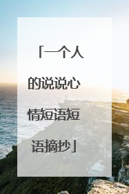 一个人的说说心情短语短语摘抄