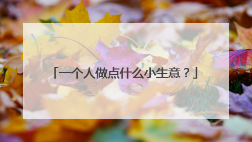 一个人做点什么小生意?