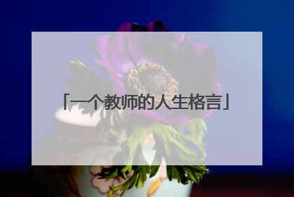 一个教师的人生格言