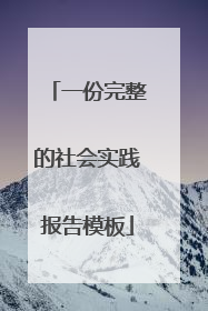 一份完整的社会实践报告模板
