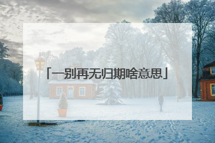 一别再无归期啥意思
