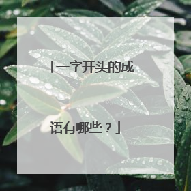 一字开头的成语有哪些?