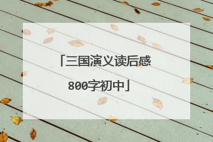 三国演义读后感800字初中