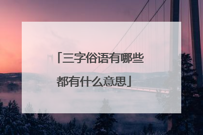 三字俗语有哪些都有什么意思