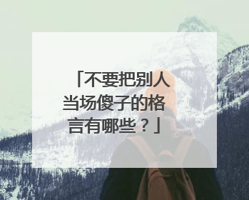 不要把别人当场傻子的格言有哪些？
