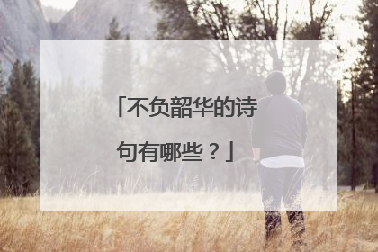 不负韶华的诗句有哪些?