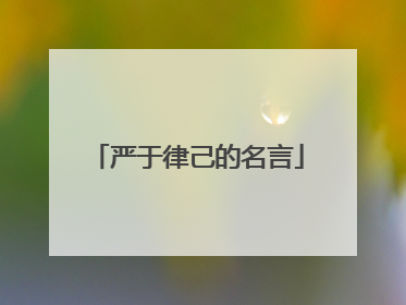 严于律己的名言