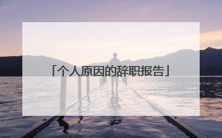 个人原因的辞职报告