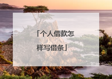 个人借款怎样写借条