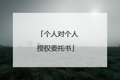 个人对个人授权委托书