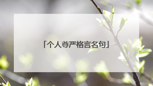 个人尊严格言名句