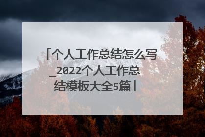个人工作总结怎么写_2022个人工作总结模板大全5篇