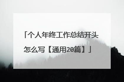 个人年终工作总结开头怎么写【通用20篇】