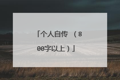 个人自传 (800字以上)