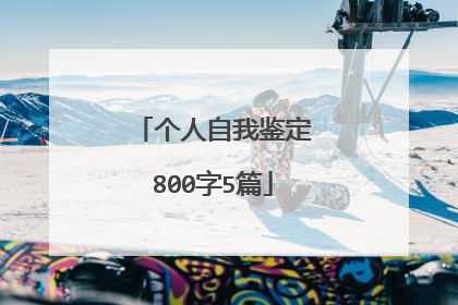 个人自我鉴定800字5篇