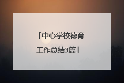 中心学校德育工作总结3篇