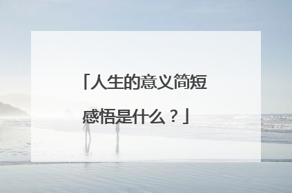 人生的意义简短感悟是什么？