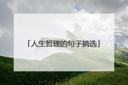 人生哲理的句子摘选