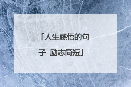 人生感悟的句子 励志简短