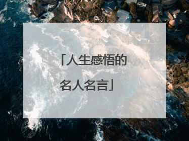 人生感悟的名人名言