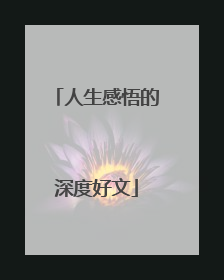 人生感悟的深度好文
