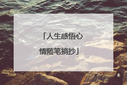 人生感悟心情随笔摘抄