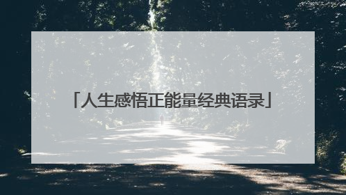 人生感悟正能量经典语录