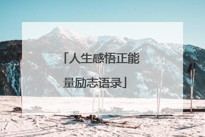 人生感悟正能量励志语录