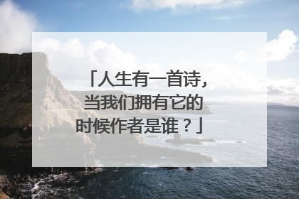 人生有一首诗, 当我们拥有它的时候作者是谁？