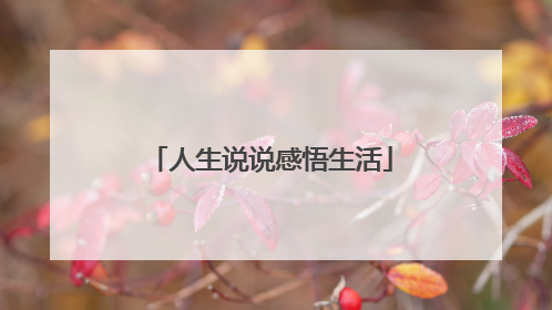 人生说说感悟生活
