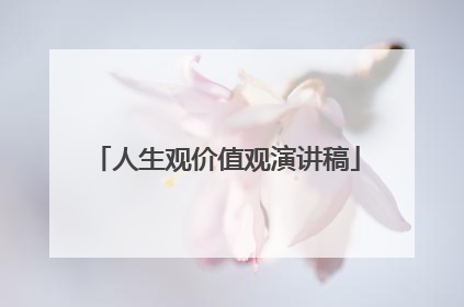 人生观价值观演讲稿
