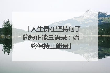 人生贵在坚持句子简短正能量语录:始终保持正能量