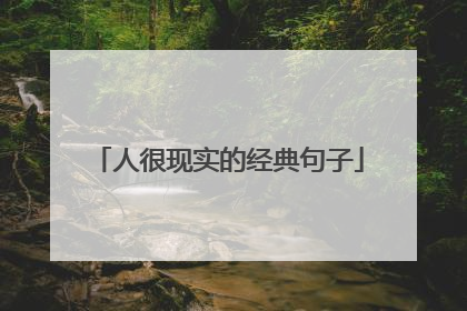 人很现实的经典句子