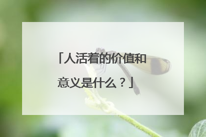 人活着的价值和意义是什么?