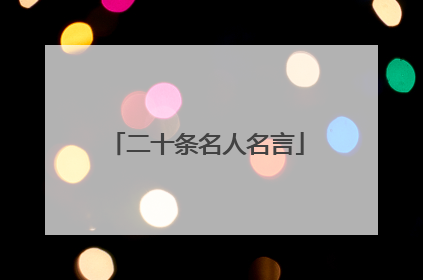 二十条名人名言