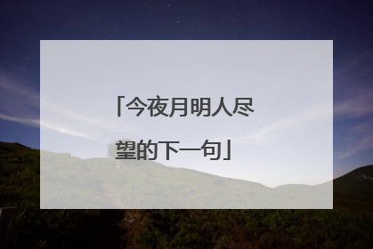 今夜月明人尽望的下一句