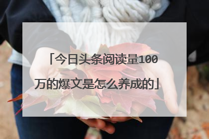 今日头条阅读量100万的爆文是怎么养成的
