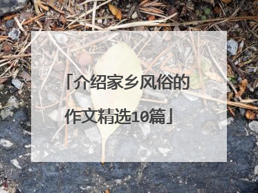 介绍家乡风俗的作文精选10篇