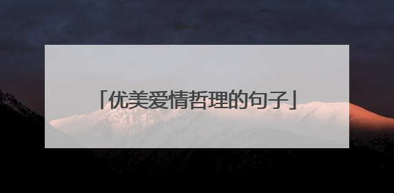 优美爱情哲理的句子