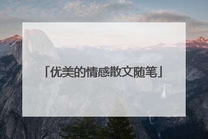 优美的情感散文随笔