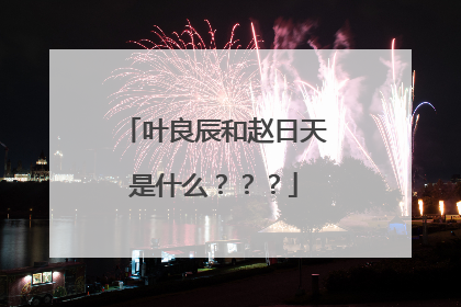 叶良辰和赵日天是什么???