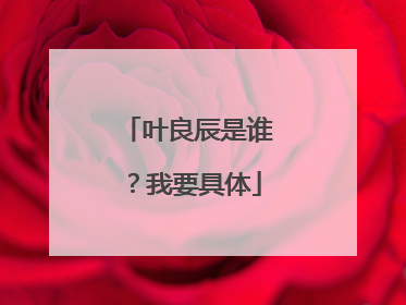 叶良辰是谁？我要具体