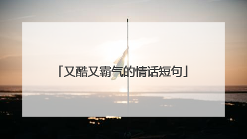 又酷又霸气的情话短句