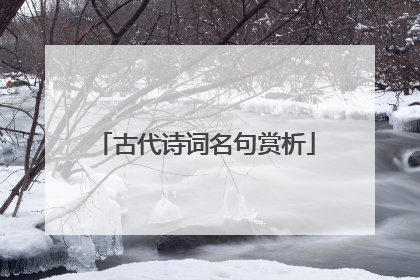 古代诗词名句赏析