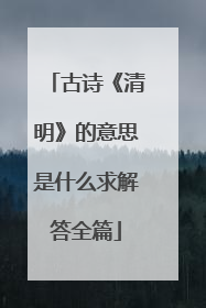 古诗《清明》的意思是什么求解答全篇