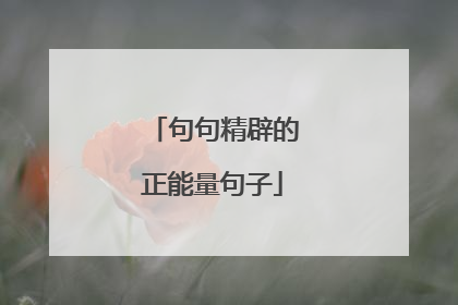 句句精辟的正能量句子